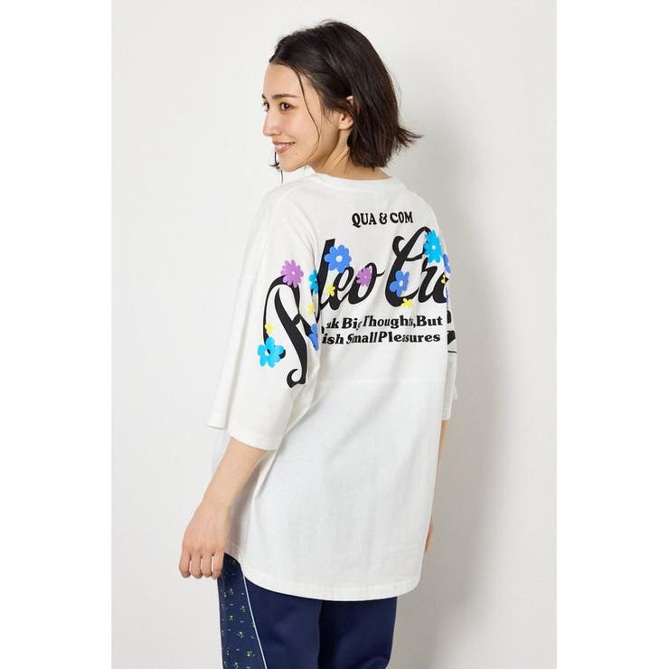 フラワースクリプトロゴ5分袖Tシャツ | RODEO CROWNS WIDE BOWL | 詳細画像1 