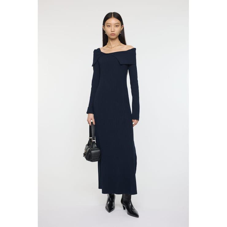 NVY | ASYMMETRY COLLAR KNIT ドレス | MOUSSY OUTLET