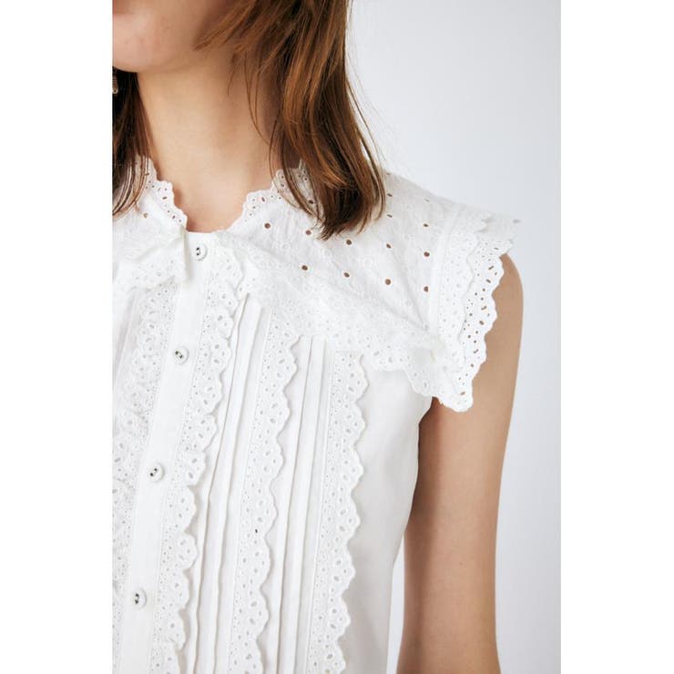 COTTON EYELET SLEEVELESS ブラウス[品番：BJLW0025790]｜MOUSSY