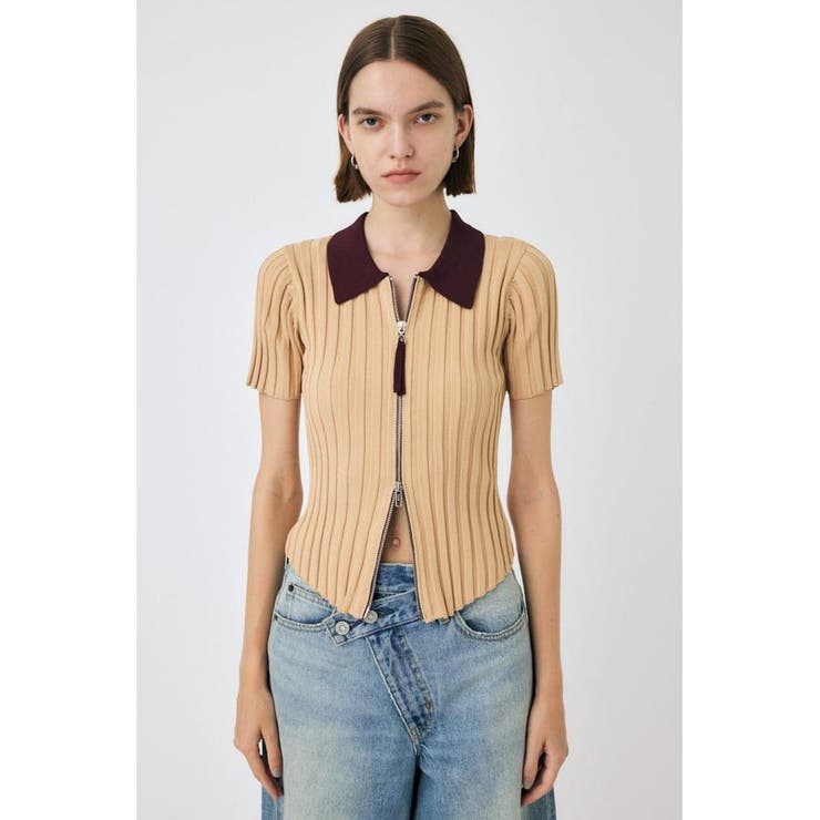 L/ORG1 | ZIP UP RIB KNIT H/S シャツ | MOUSSY OUTLET