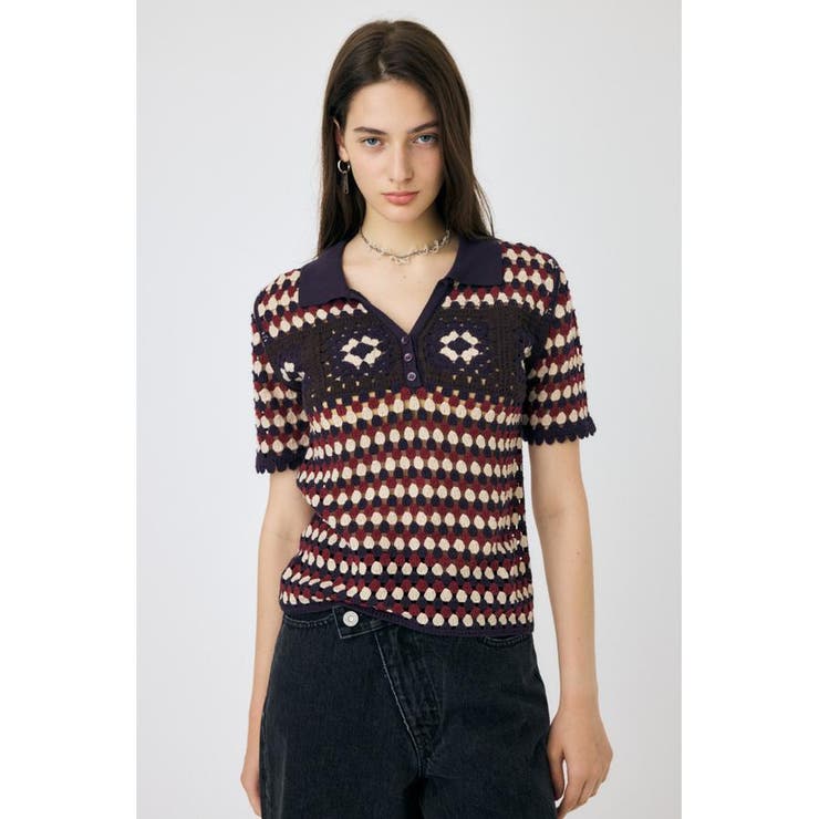 PUR | ADORABLE PATTERN ニットポロ | MOUSSY OUTLET