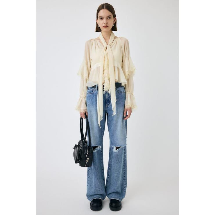 KNEE SLIT WIDE ストレート デニム | MOUSSY OUTLET | 詳細画像4 