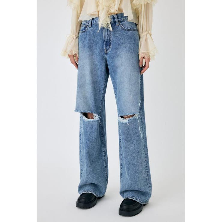 KNEE SLIT WIDE ストレート デニム | MOUSSY OUTLET | 詳細画像6 