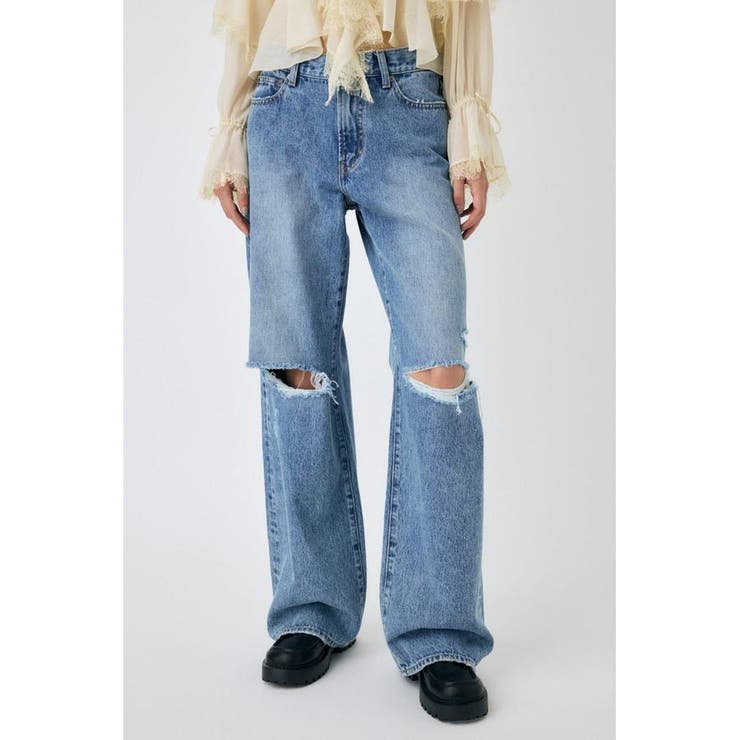 KNEE SLIT WIDE ストレート デニム | MOUSSY OUTLET | 詳細画像7 