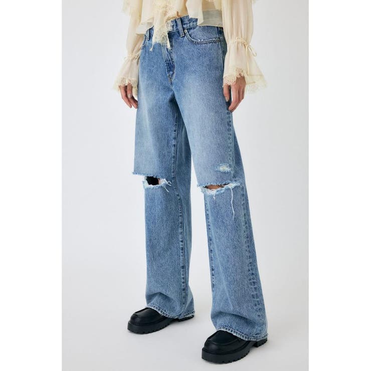 KNEE SLIT WIDE ストレート デニム | MOUSSY OUTLET | 詳細画像8 