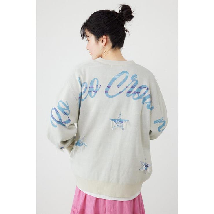 WHT | スター柄ニットカーディガン | RODEO CROWNS WIDE BOWL