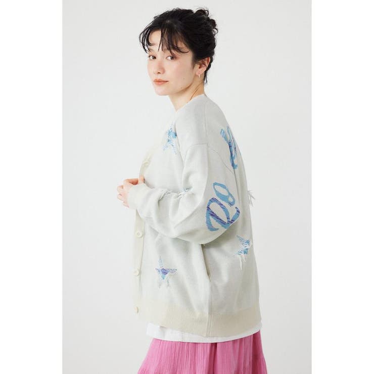 スター柄ニットカーディガン | RODEO CROWNS WIDE BOWL | 詳細画像1 