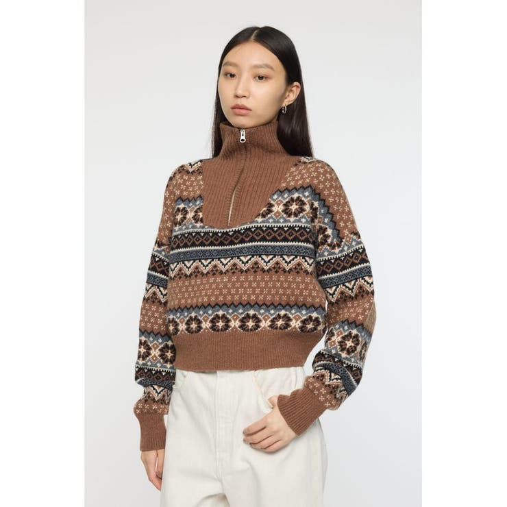 HALF ZIP FAIR ISLE セーター | MOUSSY OUTLET | 詳細画像3 