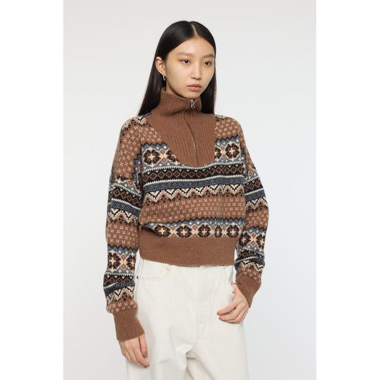 HALF ZIP FAIR ISLE セーター | MOUSSY OUTLET | 詳細画像4 