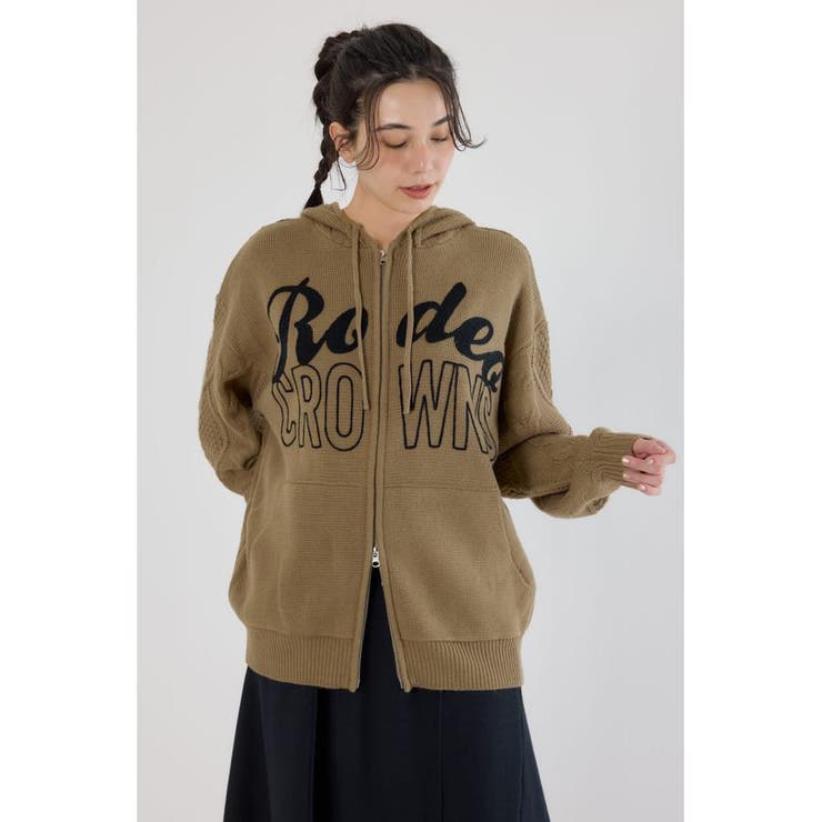 L/KHA1 | ロゴケーブルニットジップフーディー | RODEO CROWNS WIDE BOWL