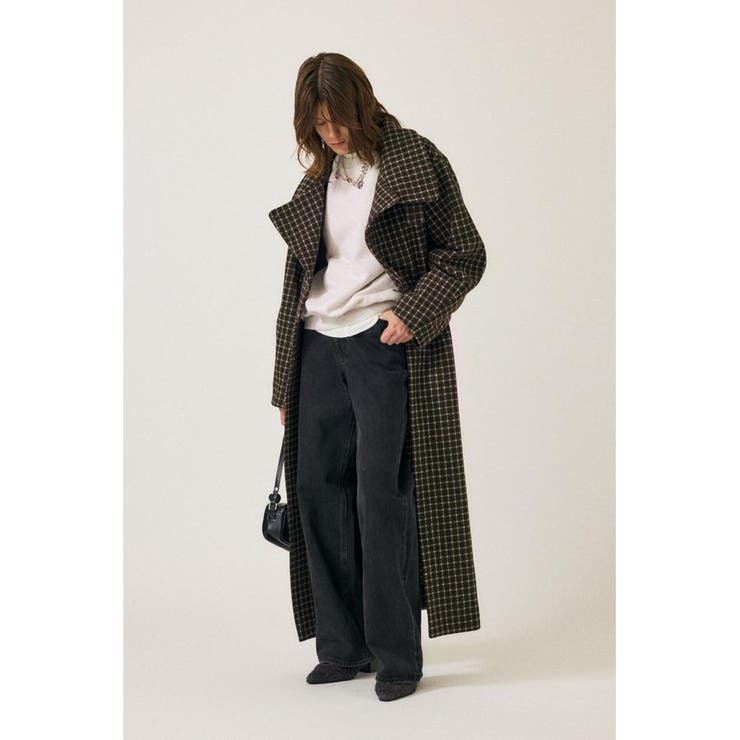 STANDCOLLAR PLAID コクーンコート | MOUSSY OUTLET | 詳細画像15 