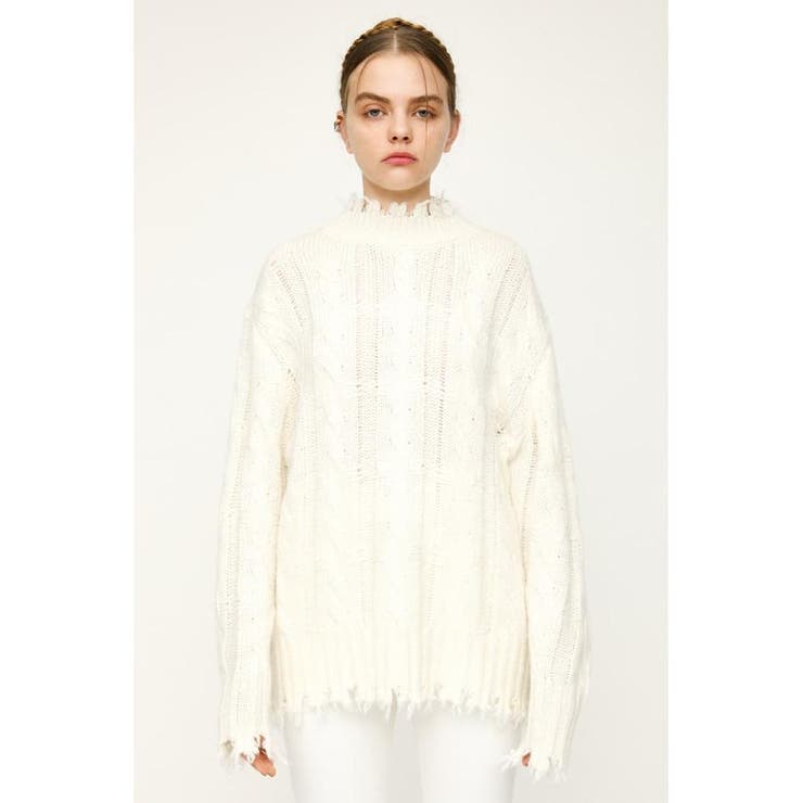 DAMAGED WOOL MIX LOOSE トップス | SLY OUTLET | 詳細画像4 