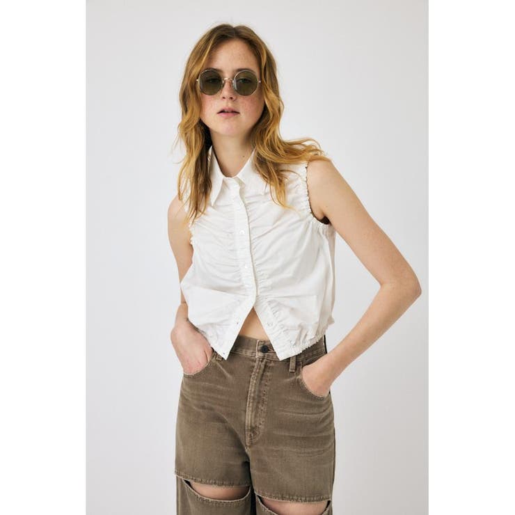 GATHER SLEEVELESS シャツ | MOUSSY OUTLET | 詳細画像1 