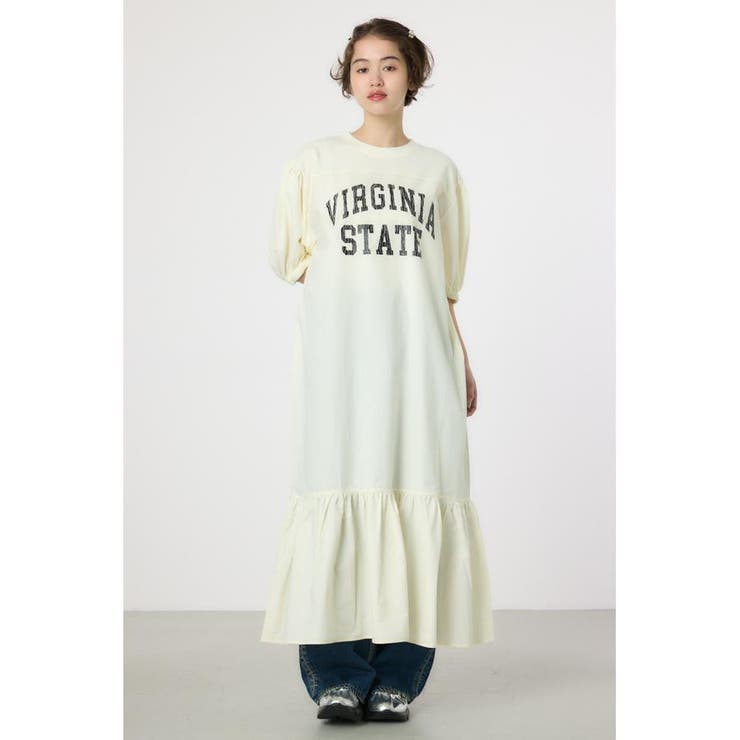 カレッジ 切替 パフスリーヴ ワンピース | RODEO CROWNS WIDE BOWL | 詳細画像1 