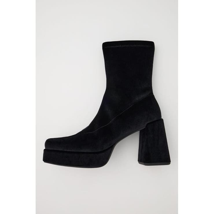 BLK | STRETCH BLOCK HEEL ブーツ | MOUSSY OUTLET