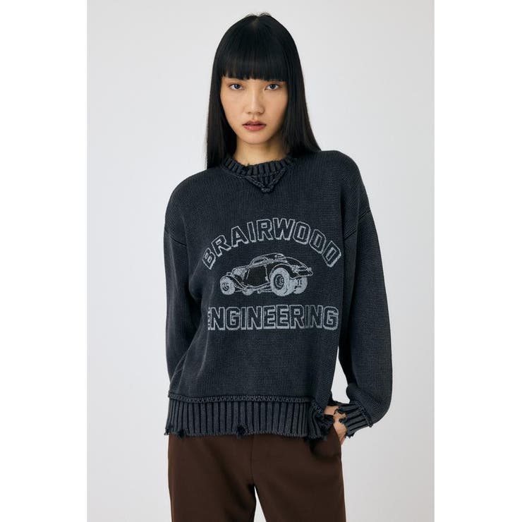 L/BLK1 | VINTAGE LIKE PRINTED セーター | MOUSSY OUTLET