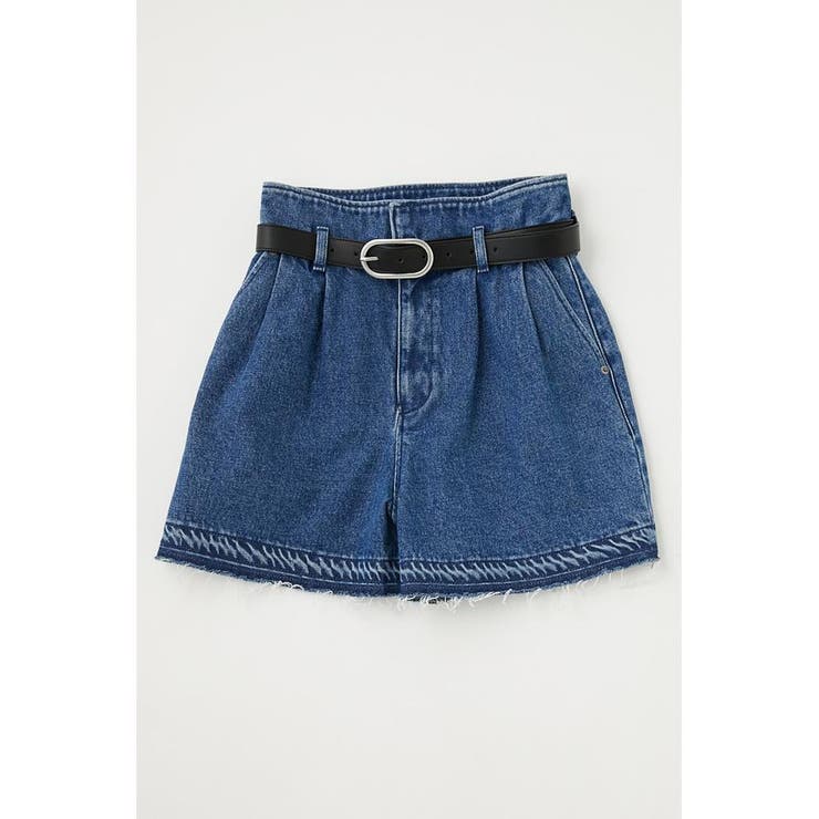 MOUSSY フリンジ付き　ハイウエストショートパンツ　デニム　ビンテージ加工 MOUSSY フリンジ付き ハイウエストショートパンツ デニム