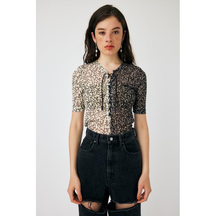 ASYMMETRIC COLOR LACE UP トップス[品番：BJLW0026139]｜MOUSSY