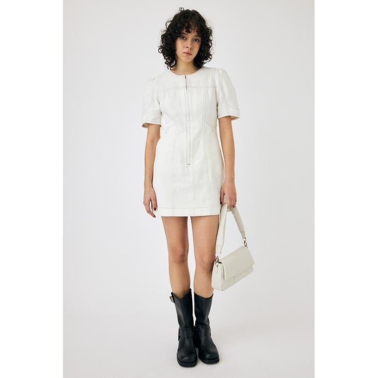 O/WHT1 | FRONT ZIP MINI ドレス | MOUSSY OUTLET