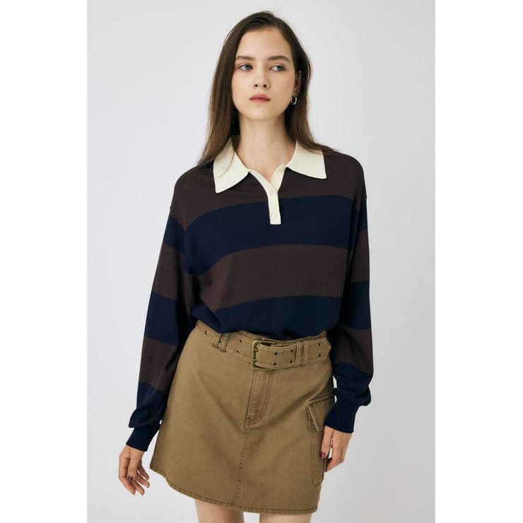 柄BRN5 | BORDER KNIT ポロ | MOUSSY OUTLET