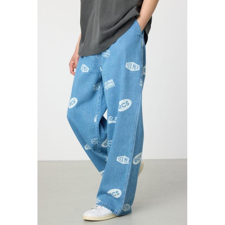 L/BLU1 | スタンプデニムパンツ | RODEO CROWNS WIDE BOWL