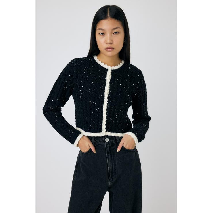 BLK | GLITTER ニットカーディガン | MOUSSY OUTLET