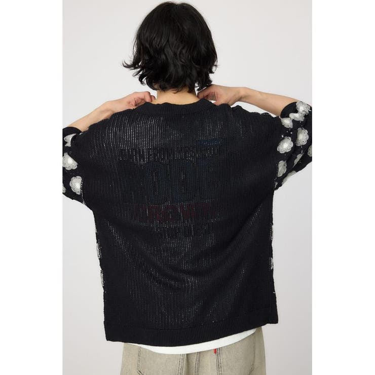 クロシェフラワー半袖ニットカーディガン | RODEO CROWNS WIDE BOWL | 詳細画像17 