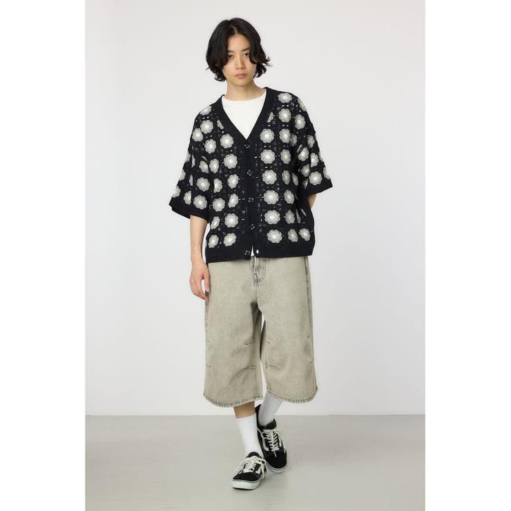 クロシェフラワー半袖ニットカーディガン | RODEO CROWNS WIDE BOWL | 詳細画像19 