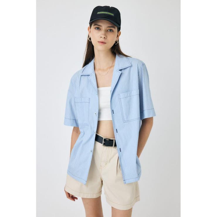 柄BLU5 | OPEN COLLAR シャツ | MOUSSY OUTLET