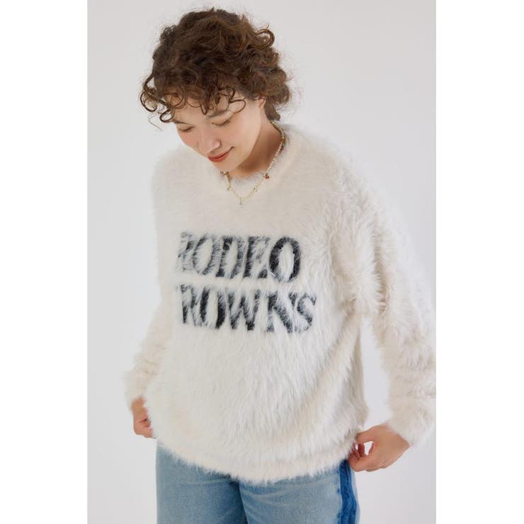 O/WHT1 | シャギーロゴニットトップス | RODEO CROWNS WIDE BOWL