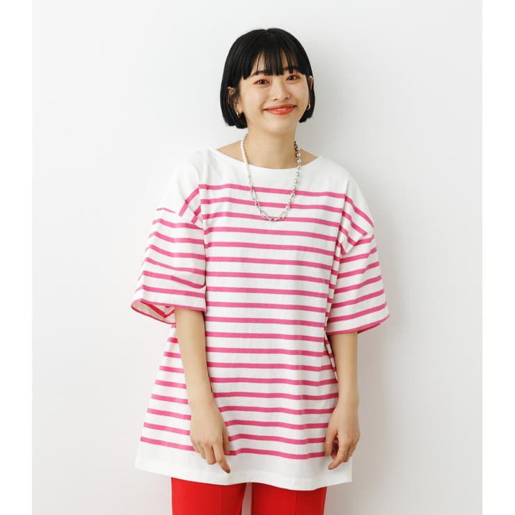 tシャツ ワイドバスクボーダーTシャツ レディース sakishimatokyo tシャツ 「USAコットン」バスクボーダーTシャツ