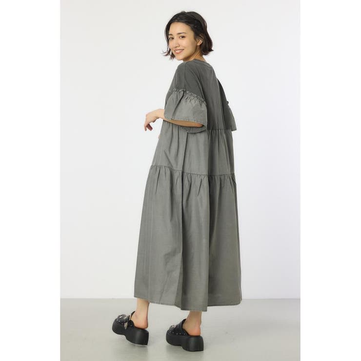 BLK | ピグメントドッキングティアードワンピース | RODEO CROWNS WIDE BOWL