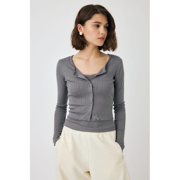 C.GRY | EYELET U-NECK カーデ & キャミ | MOUSSY OUTLET