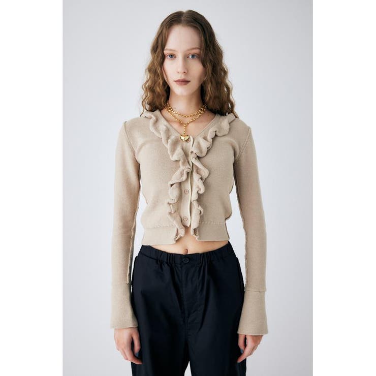 カーディガン 2WAY RUFFLE KNIT TOP Ameri（アメリ）の「2WAY RUFFLE KNIT TOP（ニット/セーター）」 - WEAR