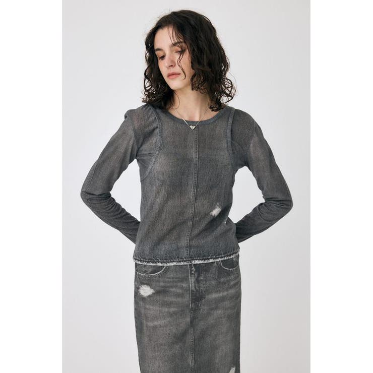 DENIM PRINT TRANSPARENT ロンT | MOUSSY OUTLET | 詳細画像5 