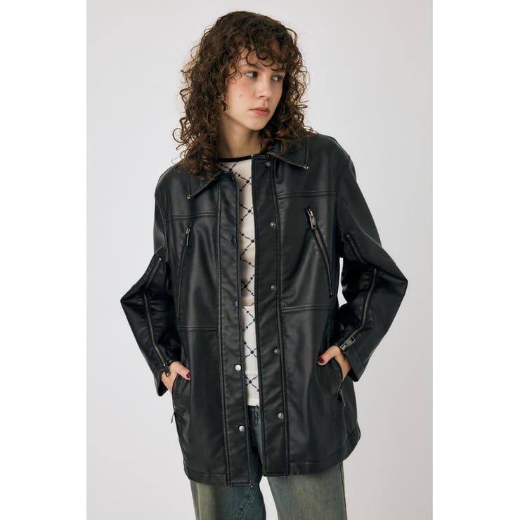 BLK | AGED F/LEATHER MIDDLE ジャケット | MOUSSY OUTLET