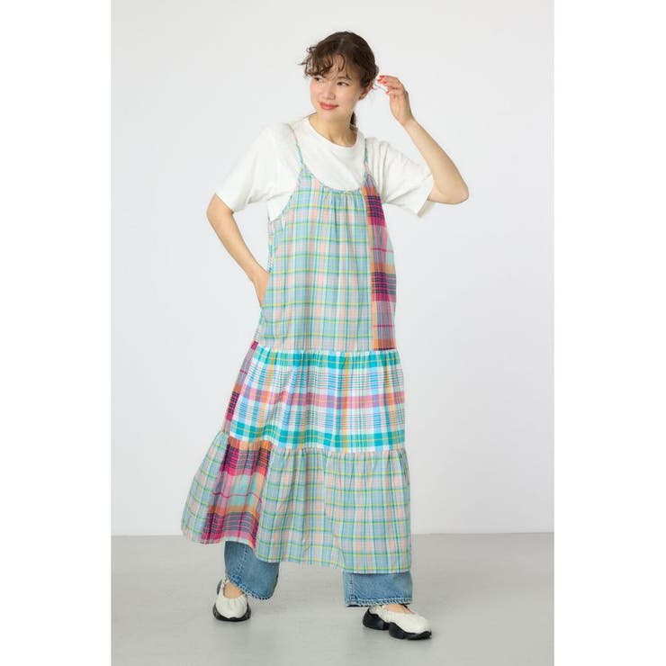 柄PNK5 | クレイジーチェックキャミワンピース | RODEO CROWNS WIDE BOWL