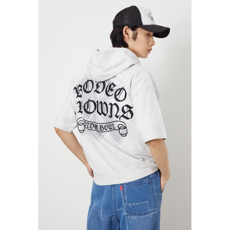 L/T.GRY1 | Blackletter 半袖ZIPパーカー | RODEO CROWNS WIDE BOWL