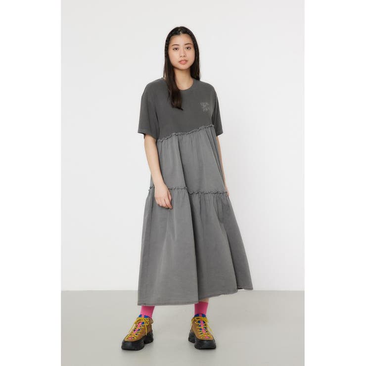 BLK | ピグメントギャザードッキングワンピース | RODEO CROWNS WIDE BOWL