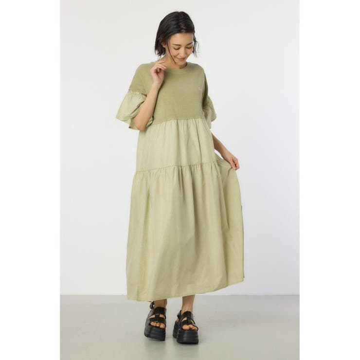 GRN | ピグメントドッキングティアードワンピース | RODEO CROWNS WIDE BOWL