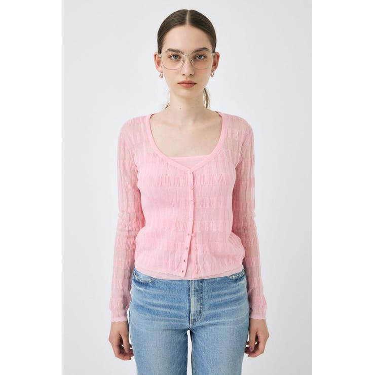 PNK | SHEER BORDER カーディガン | MOUSSY OUTLET