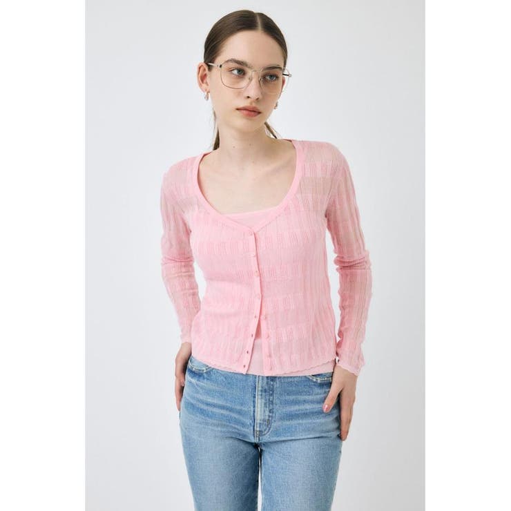 SHEER BORDER カーディガン | MOUSSY OUTLET | 詳細画像7 