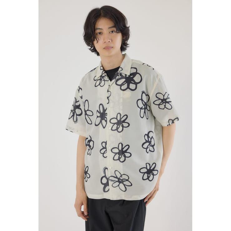 O/WHT1 | ポリメッシュフラワーシャツ | RODEO CROWNS WIDE BOWL