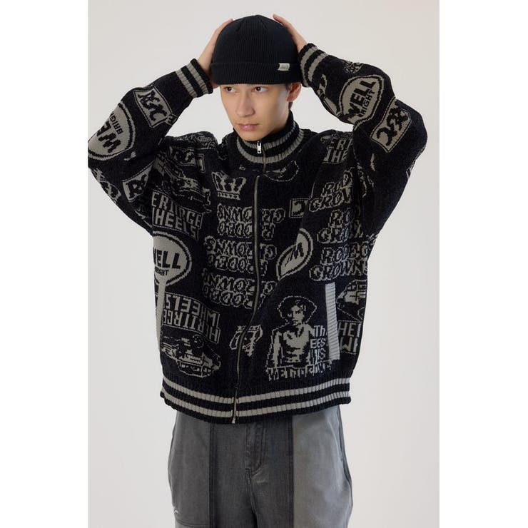 BLK | グラフィティーニットスタジャン | RODEO CROWNS WIDE BOWL