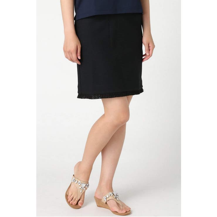 ブラック | [Spick and Span]リンクス フリンジミニスカート | B.C STOCK