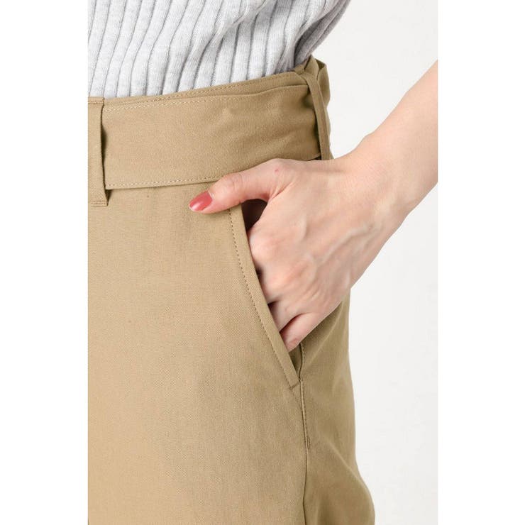 ohotoro ワイド ハイウエスト コットンパンツ khaki ピンタックデザインハイウエストワイドパンツ-short & regular