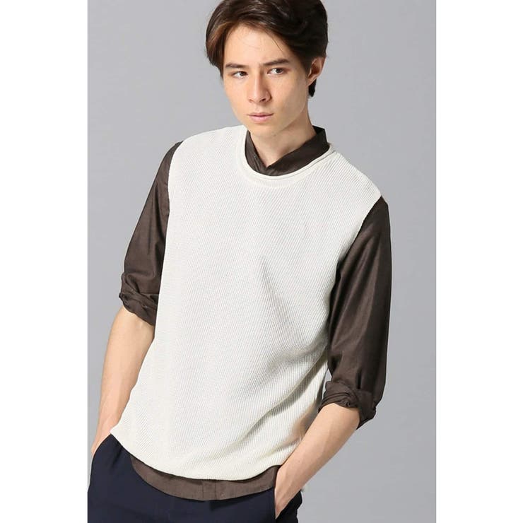 amachi. 和紙ベスト EDIFICE]WASHI （和紙）ニットベスト[品番：BYCW0004146]｜B.C