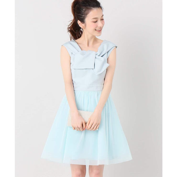 グリーン | リボンカラー チュールドレス | B.C STOCK