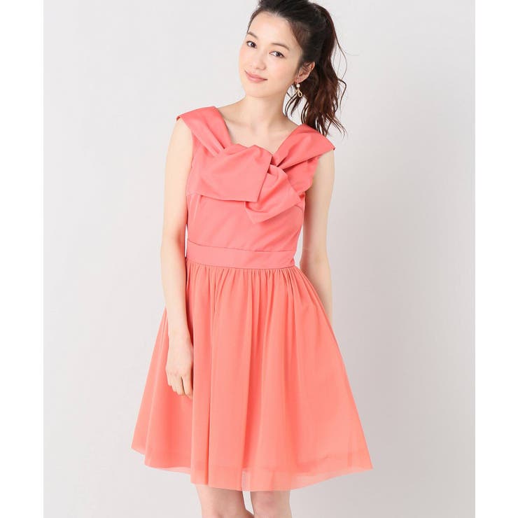 オレンジ | リボンカラー チュールドレス | B.C STOCK