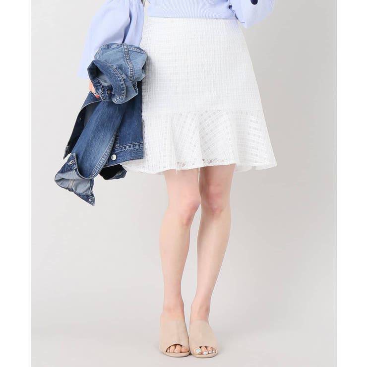 ホワイト | 【Limitless Luxury】シアーチェックペプラムスカート◆ | B.C STOCK